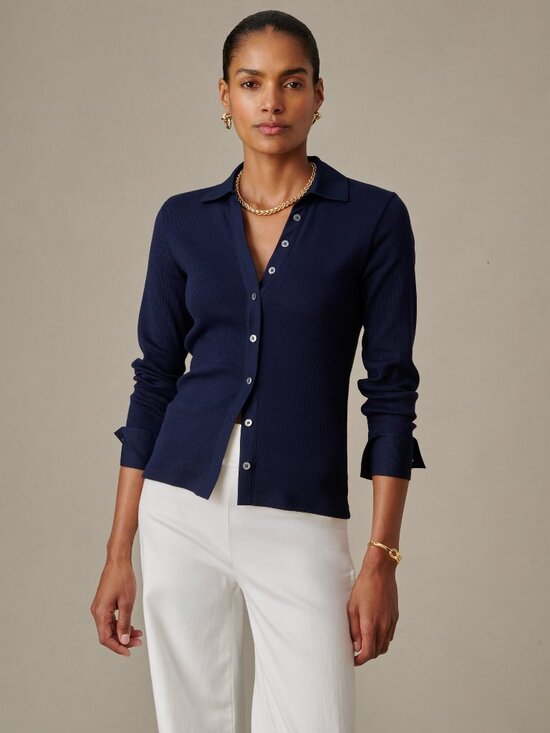 J. McLaughlin Tops - J McLaughlin Theodora Shirt - Navy NEW